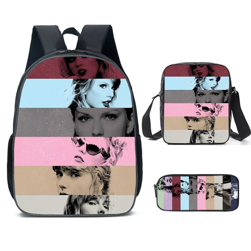 Taylor Swift Themed Kids School Backpack Set Elementary Students Oxford Fabric Breathable Lightweight With Padded Straps