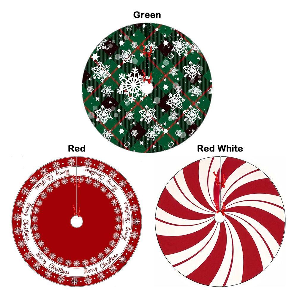 Plush Material Xmas Tree Mat Red Swirl Design Tree Base Cover Christmas Tree Skirt  New Year Party