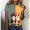 Summer Round Neck Animal Pattern 3D Print Top Fashionable Casual Short Sleeved Women's T-shirts