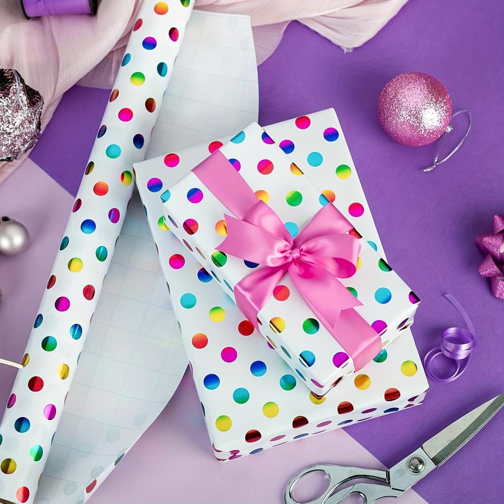 1 roll Rainbow Colorful Polka Dot Wrapping Paper-Mini Roll Gift Wrap for Birthdays, Holidays, Parties, Boys & Girls - 43 x 300cm