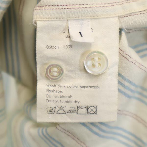 UNUSED made in Japan stripe Long sleeve Band collar shirt 1 Off-white Men's Used