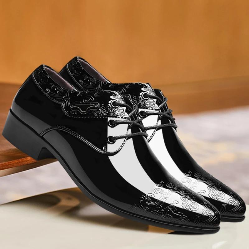 Pantof de Piele pentru Bărbați Business Formal la Modă Nou Lucios Pantofi Casual la Modă Tineret Tendință cu Vârf Pantofi pentru Bărbați Mărime Plus Pantof Plat Pantof Casual