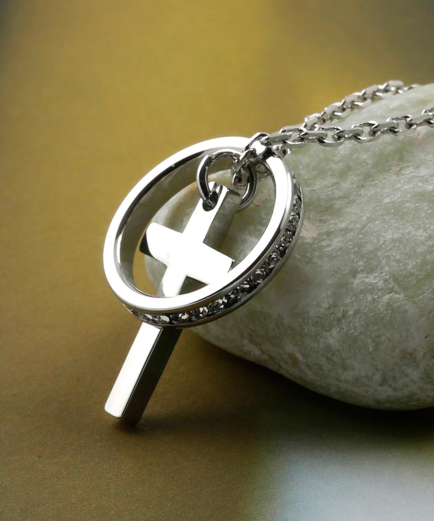 Shoveoff Svn-112 Cross Friendship Couple Ring Necklace