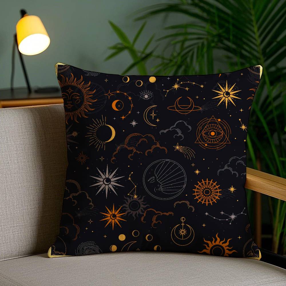 Traditional Eid Eid Symbol Print Pillow Case Anti-dustmite Pillowcase Invisible Zipper Silky Short Plush Sofa Cushion Cover