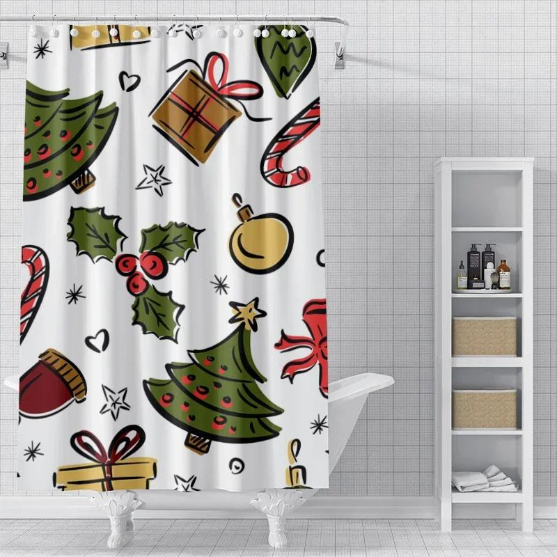 Home decoration shower curtains for bathroom waterproof curtain fabric Modern Nordic style Living Room Merry Christmas winter