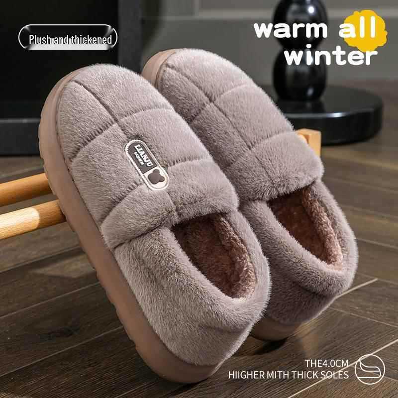 Men's & Women's Extra Large Warm Non-Slip Cotton Slippers, Size 50, Thick-Soled, Back-Heel Design.
