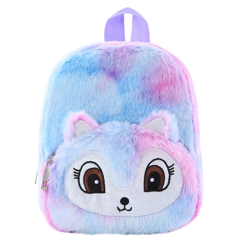 Adorable Cartoon Unicorn Fox Plush Backpack for Girls