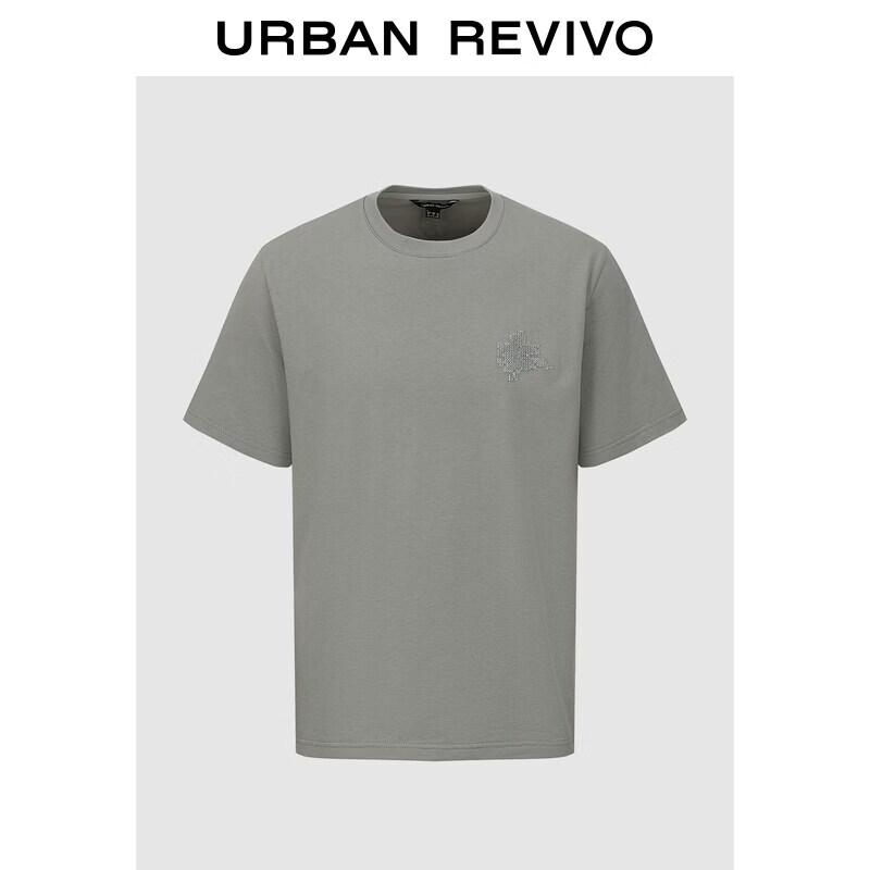 UR2026 Men s Fashion Beaded Cotton Short Sleeve T-Shirt L