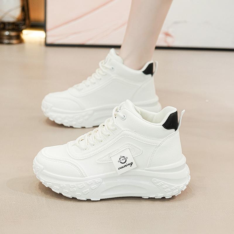 Wysokie Buty Sportowe Damskie na Grubym Spodzie Zwiększające Wzrost na Wiosnę/Jesień