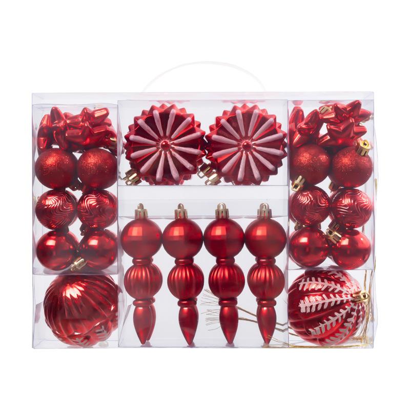 52PCS Acrylic Christmas Ornaments Bulk Set with Red Ribbon Hanging for Tree Home Party Decor Festive Family Users Gifts