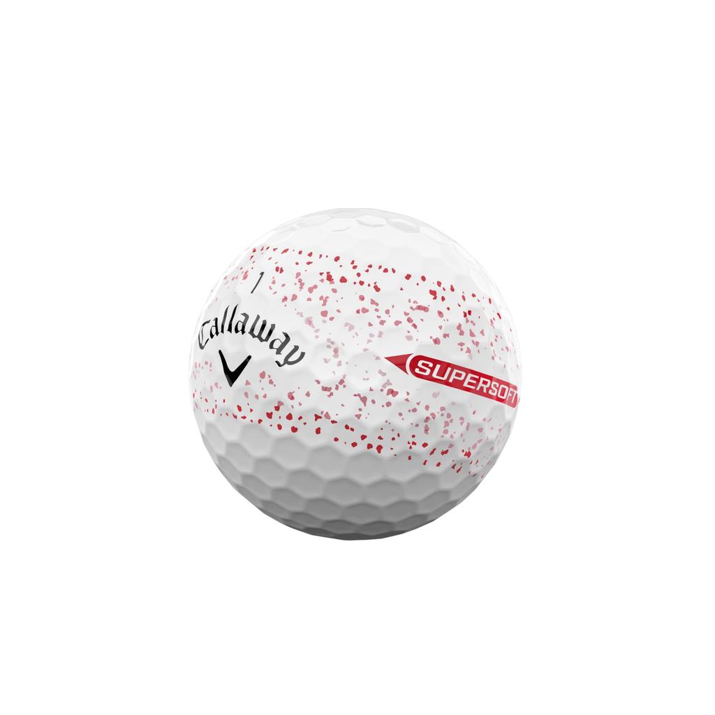 Callaway SUPERSFOT 25 RED SPLATTER Golf Balls, 1 Dozen (12 Balls), 2-Piece Construction, Red Splatter/White