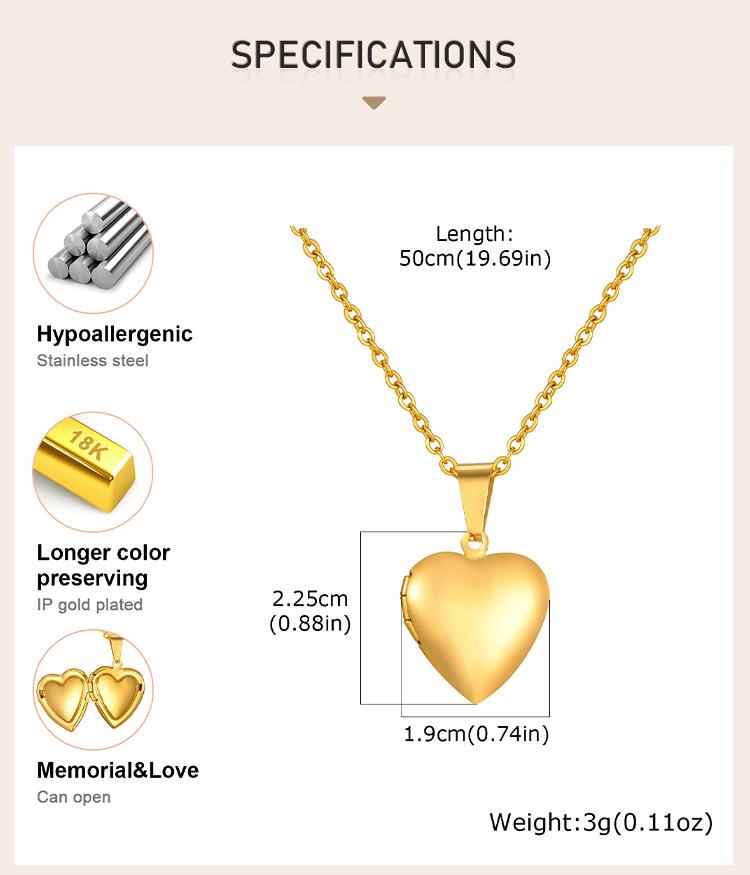 Personalized Heart Photo Pendant Necklace, Customized Image Picture Locked Necklace Jewelry for Women