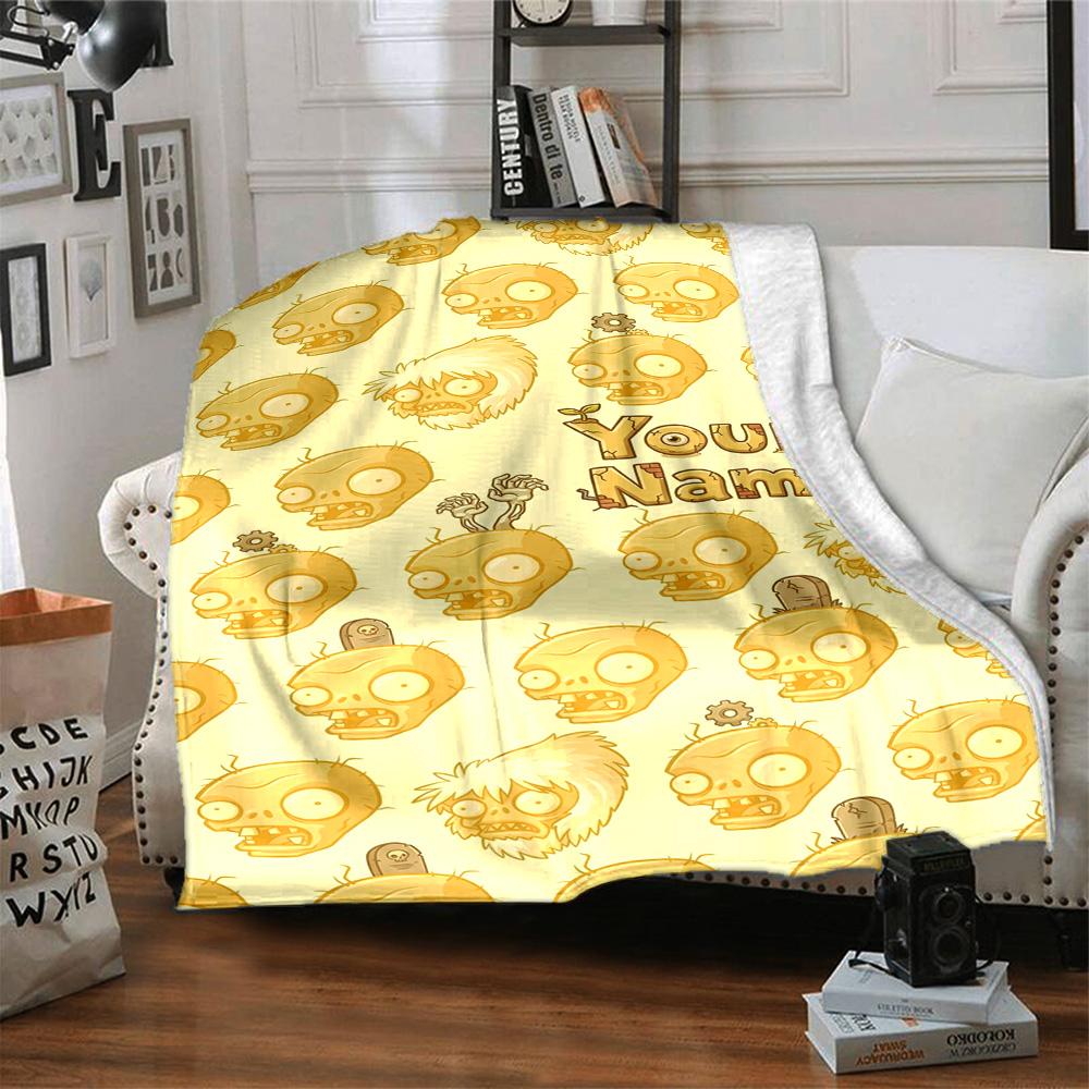 Plants Vs. Zombies Customize Your Name Blanket Cozy Customizable Blanket Comfortable Versatile for Nap Seaside Living Room Picnics