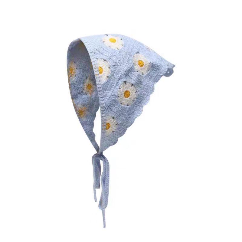 

Чжао Чжаои Вязаный треугольный платок в стиле кроше - Универсальная, модная ретро пасторальная повязка на голову для женщин и девушек