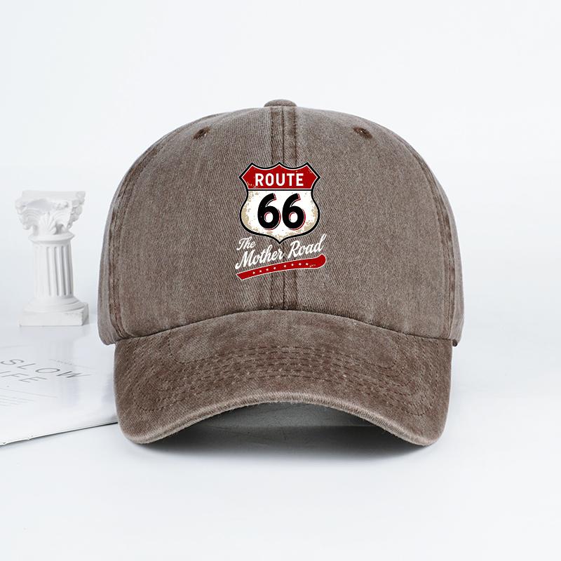 Berretto da Baseball Lavato Vintage Route 66 "The Mother Road" Regolabile Unisex Biker Viaggio Cappello da Sole
