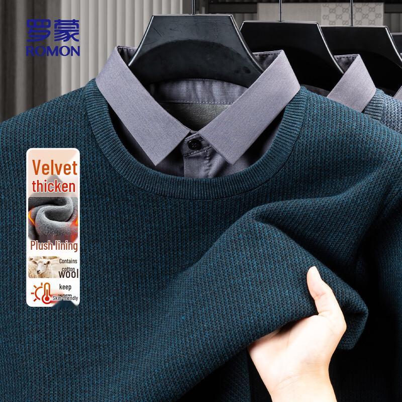 

ROMON Men s Fleece Lined Wool Blend Pullover Sweater XL