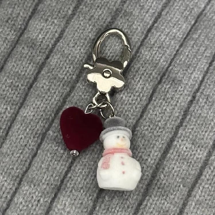 Festive Snowman Keychain Alloy Hook Plush Material Portable Winter Decors Ideal Christmas Gift Choice
