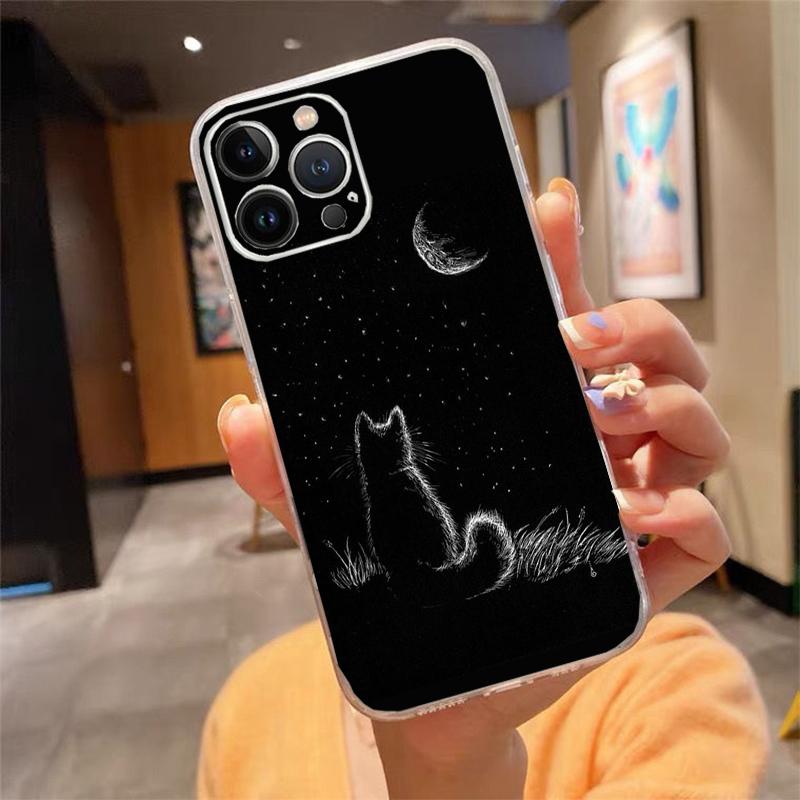 Phone Case For iphone 17ProMax Air 16 15 14 13 Pro Max 15 16 Pro 15Plus Cartoon black cat