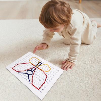 Kids Threading Board with Pens Laces Fine Motor String Weaving Drawing Board Toddlers Boys Girls Stitch
