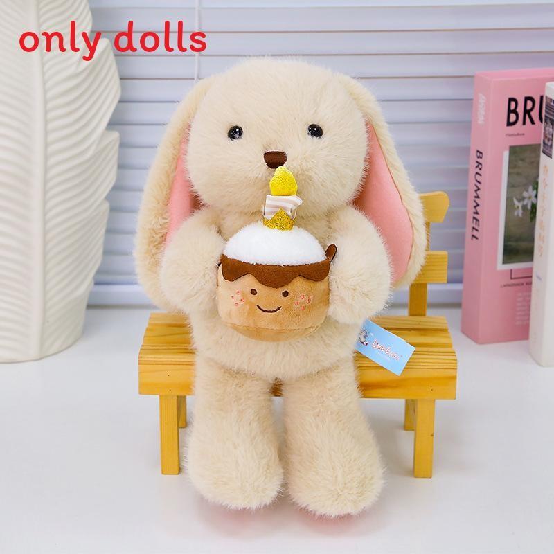 

Plush Rabbit Doll With Holding A Cake Design For Kids Gift And Collection хакі