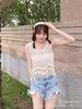 Summer Spice Girl Design Sense Crochet Hollow Suspender Women's Knitted Vest Vest Outside Sleeveless Blouse Top