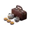 Beige Blue and White Ru Kiln Travel Tea Set Portable Express Cup One Pot Three Cups Set Company Gift Outdoor