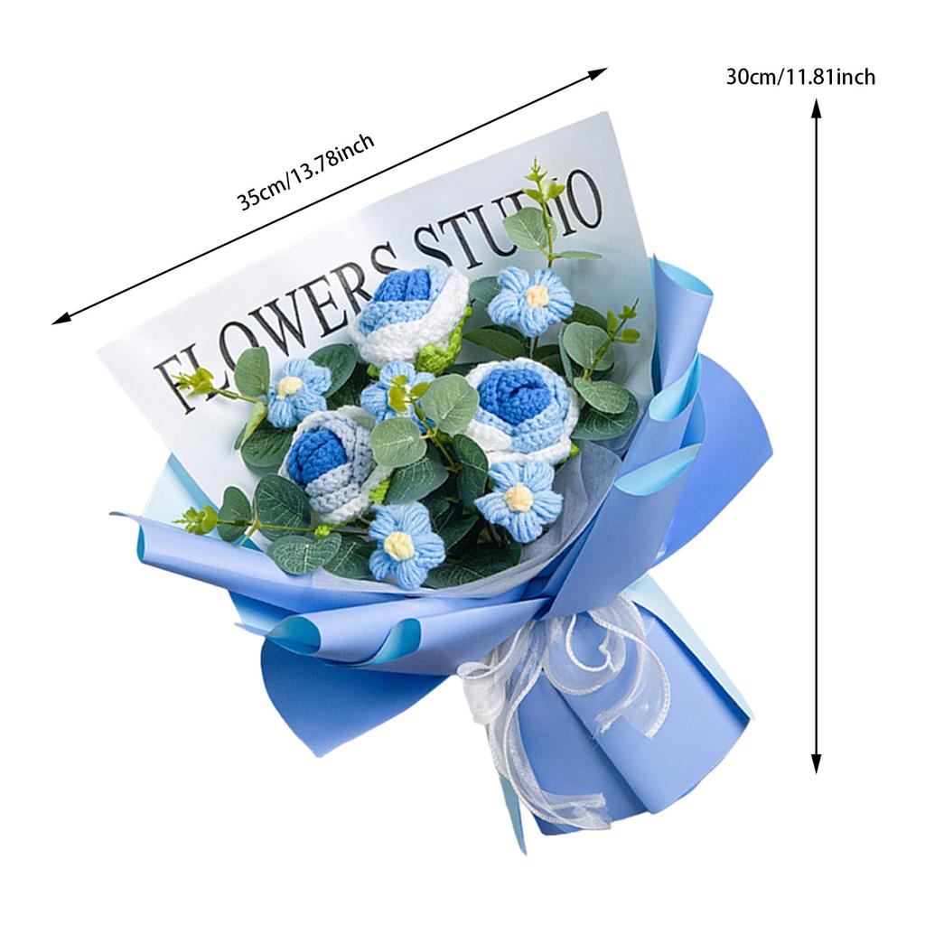 Crochet Tulip Flower Bouquet Decoration Completed Handmade Knitted Bouquet for Mothers Day Gifts Party Birthday Home Wedding