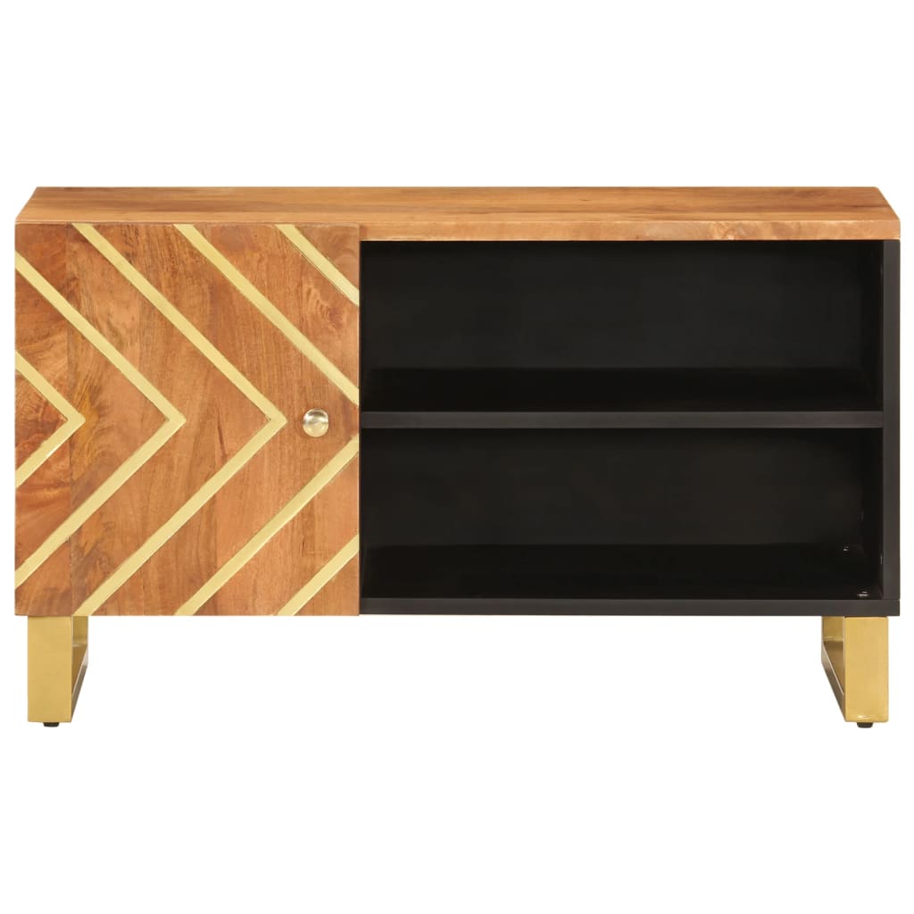 TV Cabinet Brown and Black 80 X 31.5 X 46 Cm Solid Mango Wood
