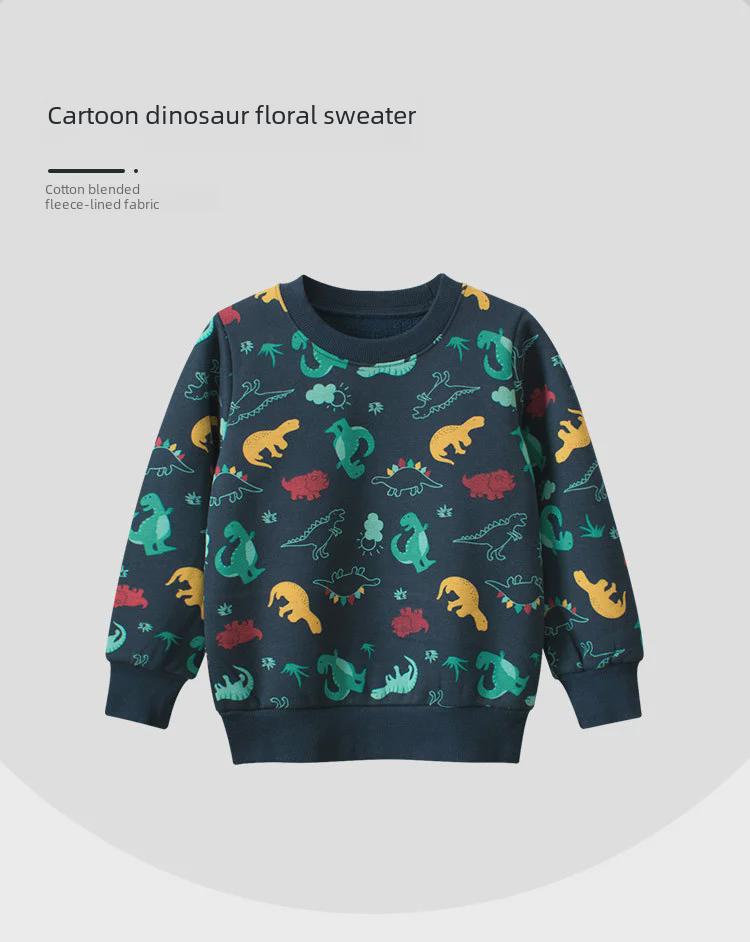 27kids Podzimní/Zimní Dětský Svetr s Kresleným Dinosaurem