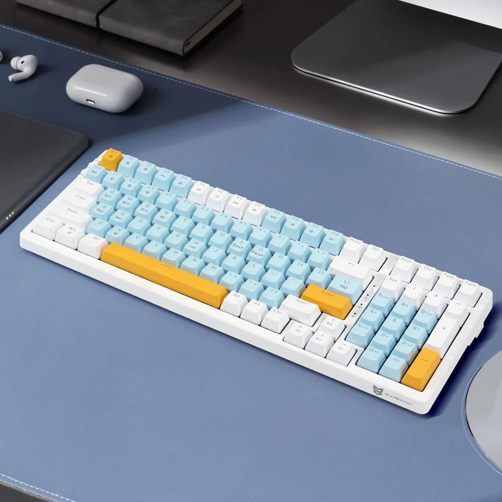 Merdia Mechanical Keyboard, Type-C Wired, 2.4G, 100 Keys, Independent Key Switches, LED Backlight, English Layout, ABS Material, for Mac & Windows,