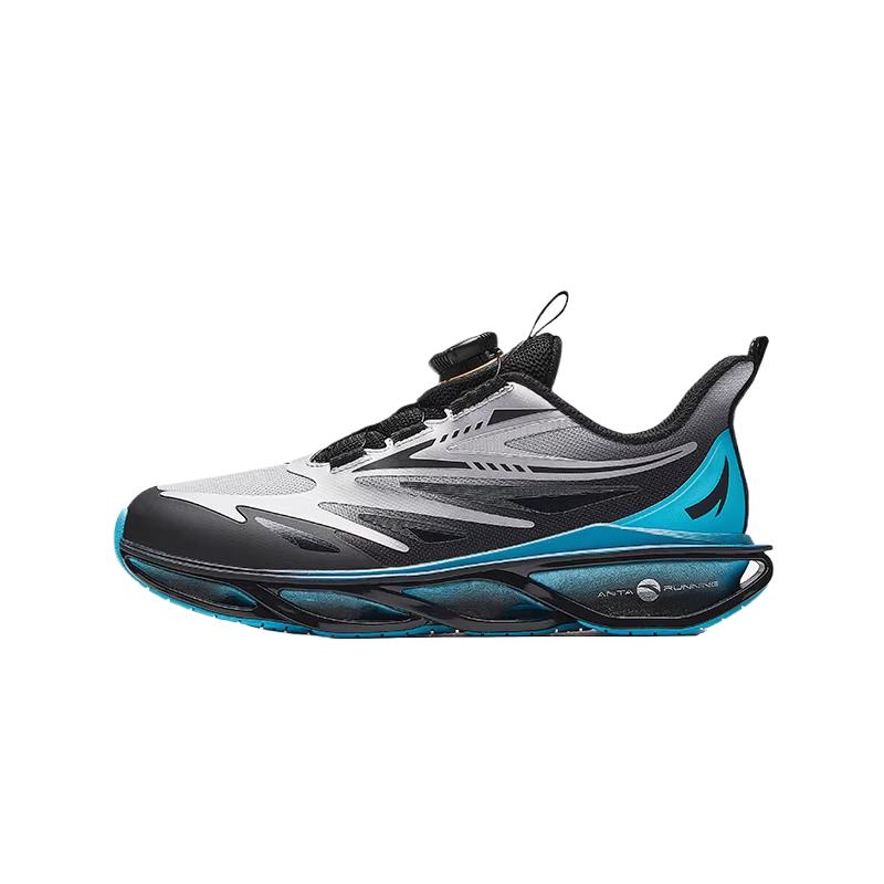 Anta Kids Fabric Phantom Comfortable Fashion Shock Absorbing Wear Resistant Breathable Low Top Running Shoes Kids sneaker Silver Black 312515539-1