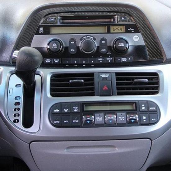 2Pcs For Honda Odyssey 2005-2010 Carbon Fiber Interior Radio Console Cover Trim