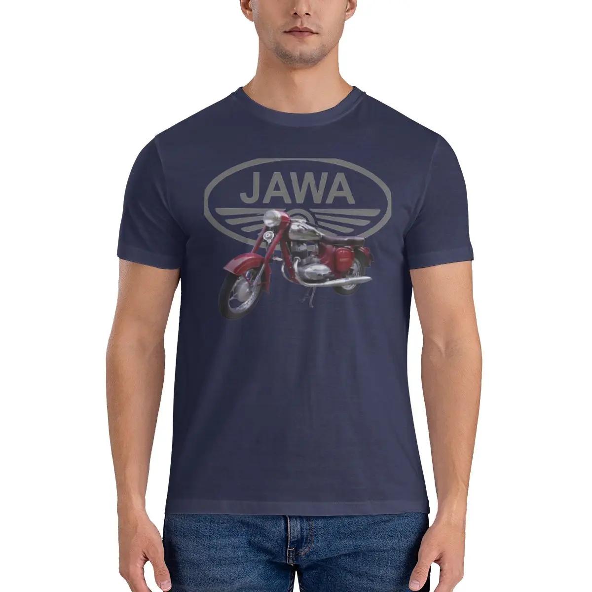 

Motorcycle Mens T Shirt Jawa Moto Creative Tees Short Sleeve Crewneck TShirts Cotton Adult Tops 4XL