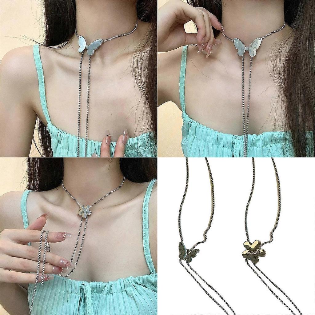 Set of 2 Stylish Butterfly Charm Necklace Pendant Necklace Chain Necklace Alloy Texture Suitable for Parties Casual Wear