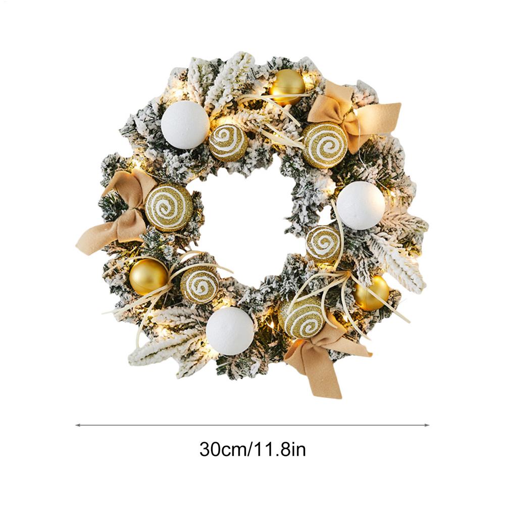 Christmas Wreath with Light Christmas Garland Decorations Festive Garland Lighted 11.8Inch Wreath for Wall Winter Indoor Holiday