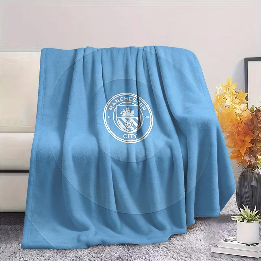Manchester City Football Club Flannel Blanket, High quality Comfortable for All Seasons, Home Decor, Warmth and Comfort