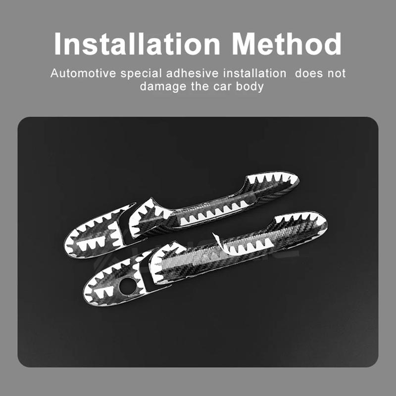 Car Real Dry Carbon Fiber Exterior Styling Modification For Fiat 500 Abarth 595 595C Door Handle Cover Body Kit Carbon Fiber Pattern