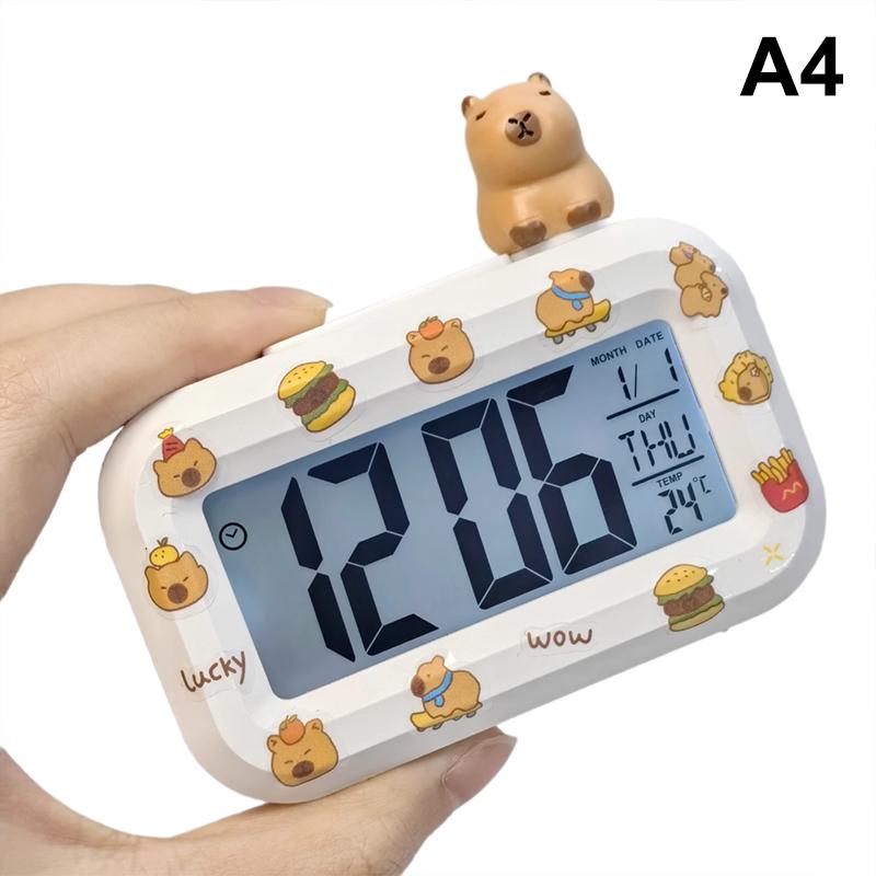 

Kawaii Capybara Anime Alarm Clock Room Desktop Ornament Student Alarm Clock Charm Birthday Gift With Stickers