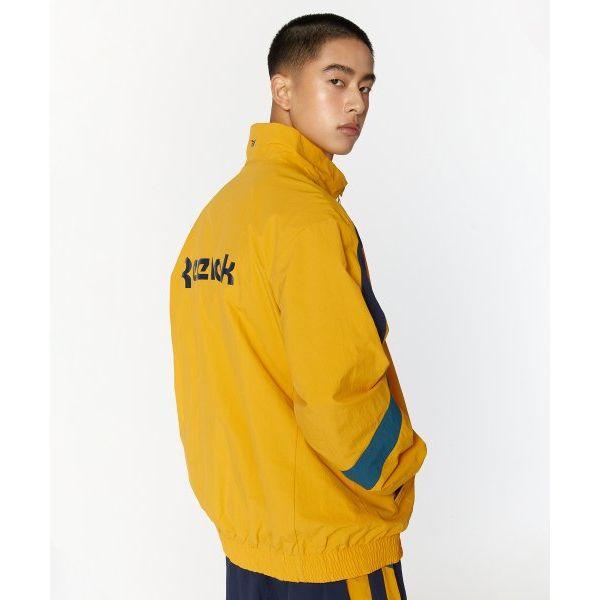 Reebok Legend Warm Up Outdoor Casual Sports Zip Collar Windbreaker Unisex Outerwear Yellow Dark-Blue REJU4EJ13Y3