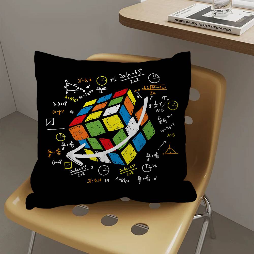 Car Living Room Sofa Cushion Cover Rubik'S Cube Cartoon Pattern Cushion Cover Luxury Home Decoration Pillow Cover