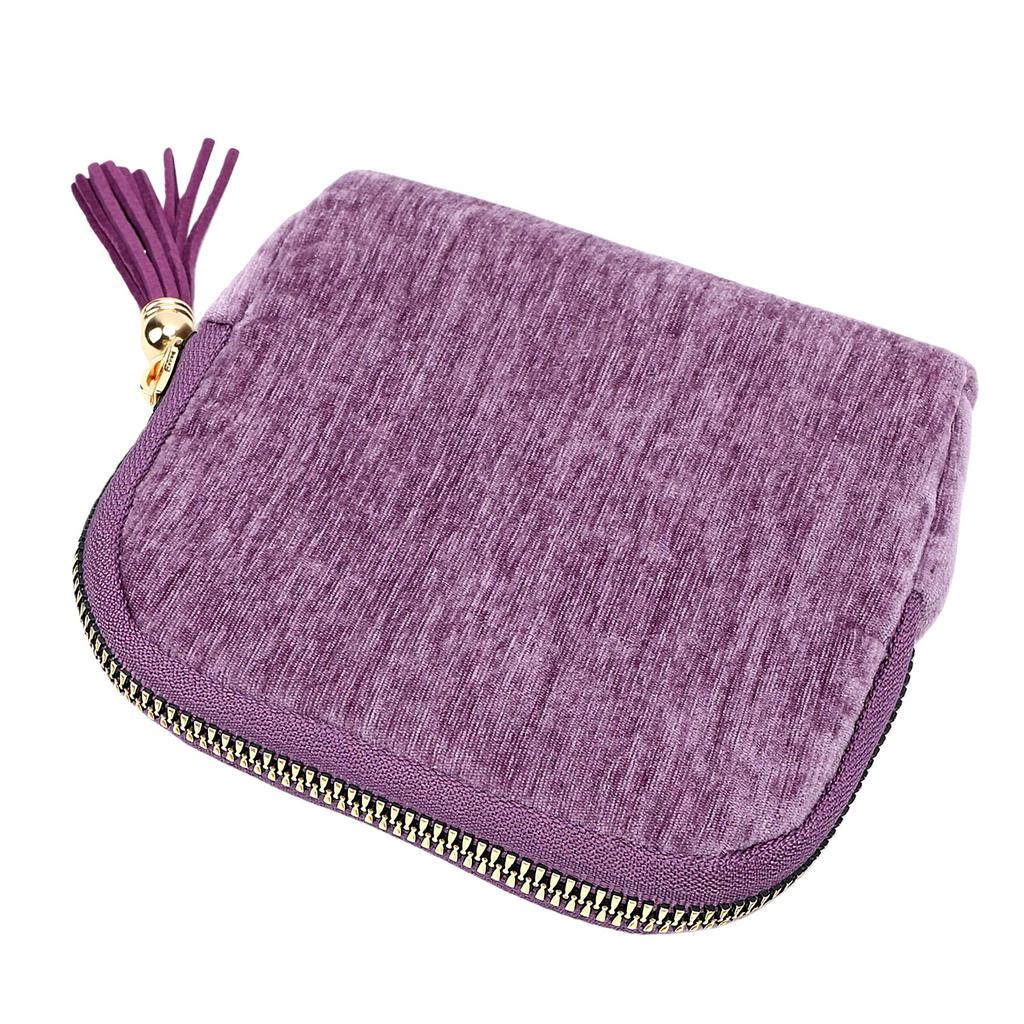 Mini Jewelry Travel Pouch Portable Small Jewelry Zipper Pouch for Necklace Bracelet Earring Purple