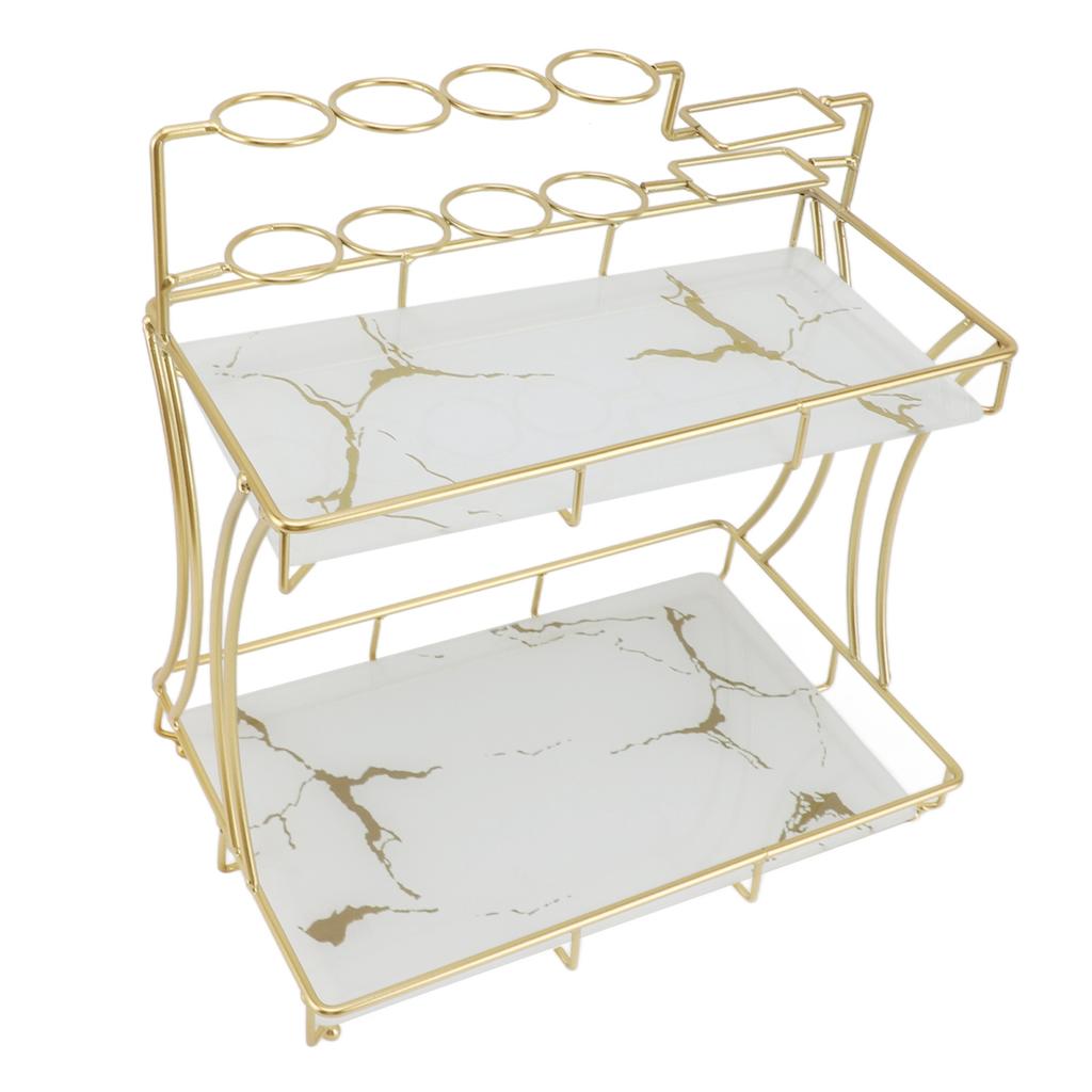 Countertop Storage Rack Double Layer Waterproof Counter   Shelf with Electric Toothbrush Holder for Bathroom