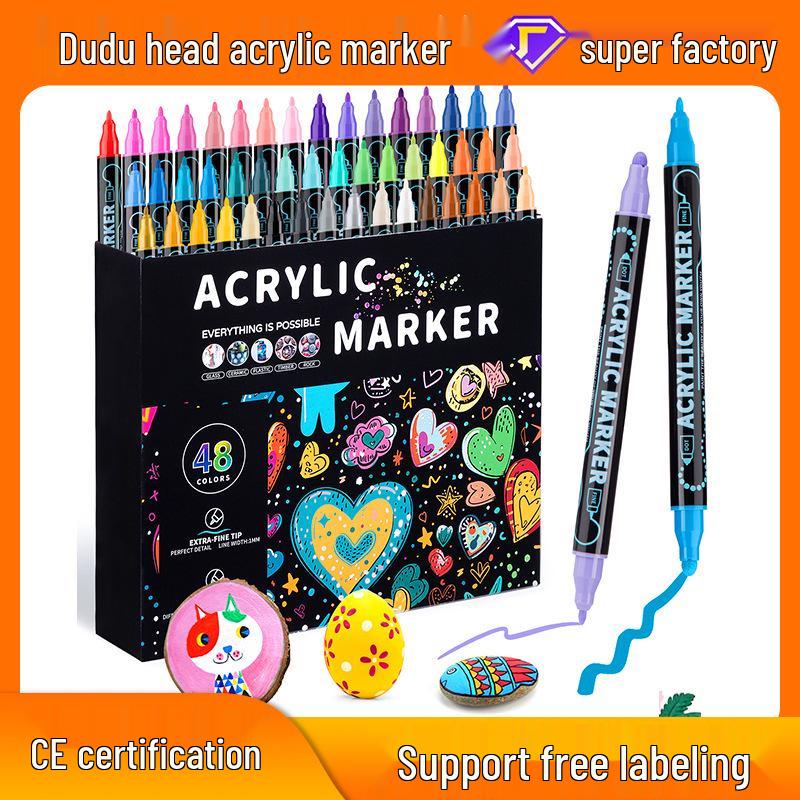 Dual-Tip Stackable Acrylic Markers - Quick-Drying Christmas Greeting Card Pens