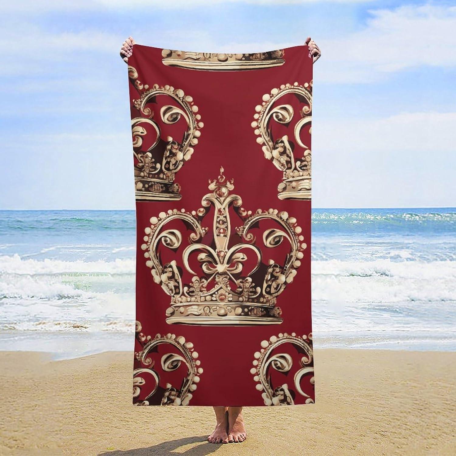 

Royal crown pattern Beach Towel for family friends Gifts Towel Quick-Dry Towel For Bath Yoga Tourism Beach GYM Camping Swimming W30*H60(CM)