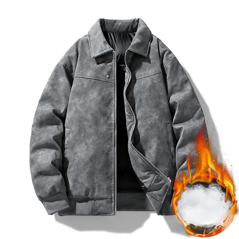 Jacket Men's Spring and Autumn New American Trend Retro PU Leather Jacket Fleece Lapel Jacket