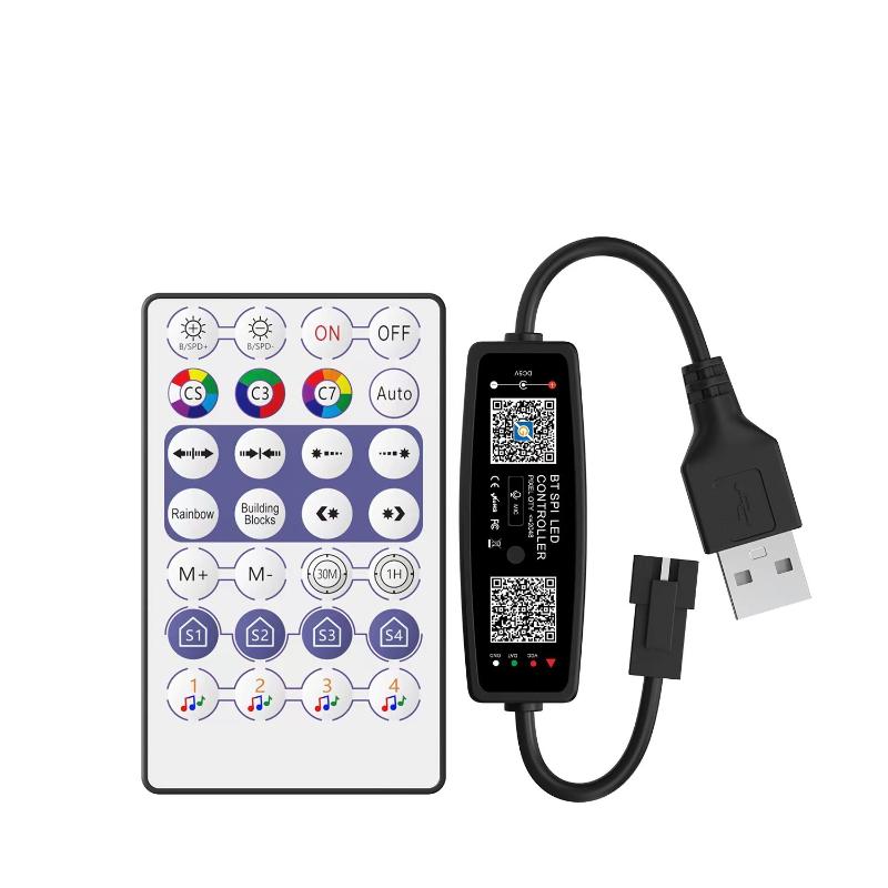 Ws2812B Controller Bluetooth Music App Control For Pixel Led Strip Light Sk6812 Ws2811 Ws2812 Tape Lights Usb 5V Remote Control