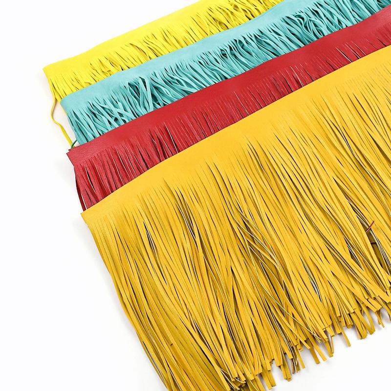 Nastro Frange in Pelle Scamosciata con Nappe in Pizzo 1M 10/15/20/25/30cm per Decorazione Vestiti Borsa Valigia Rifiniture Accessori da Cucito