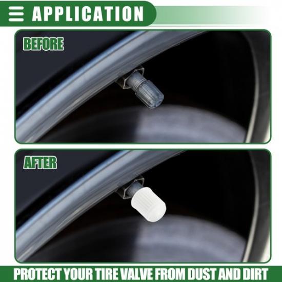 TWENTY Car Universal Tire Valve Stem Caps Valve Stem Covers 12mm Plastic White