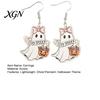 Gift for Girls Women 1 Pair Acrylic Ghost Earrings Women, Halloween Cute Dangle Drop Sweet Cool Holiday Accessories with Pumpkin Bucket And