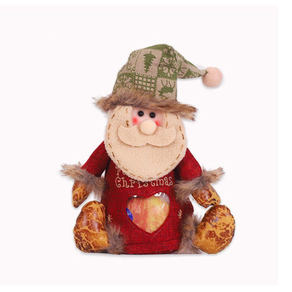 Cute Doll Santa Claus Gift Packaging Snowman Zipper Bag Present Bag Xmas Decor Apple Gift Bag